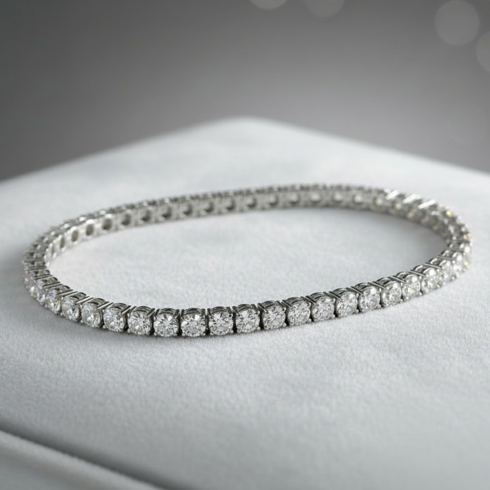 925 Silver, 14.40CTW Moissanite Tennis Bracelet